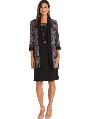 NWT R&M Richards Two Piece Short Print Jacket Dress Jacket Set Size 22W